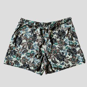 Plus Size 2XL Floral Linen Blend Paper Bag shorts- EUC!